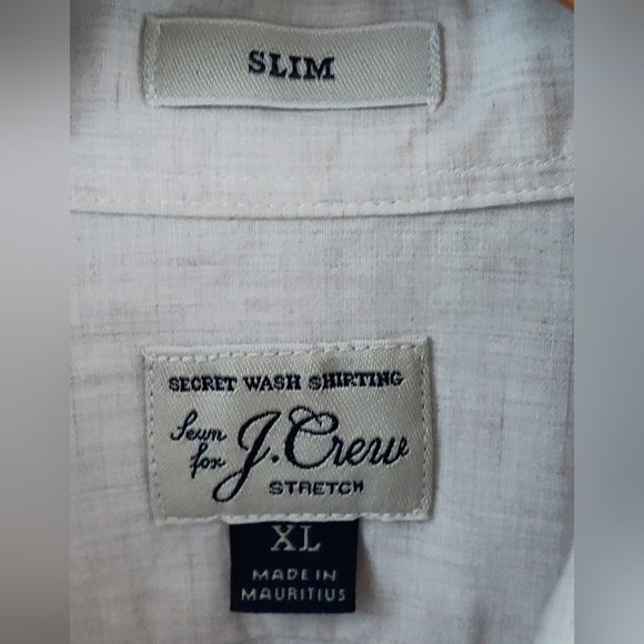 J.  Crew Men's Beige Button-Up Shirt | Secret Wash | Slim Stretch | XL - Picture 3 of 4